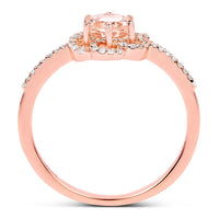 0.54 Carat Genuine Morganite and White Diamond 14K Rose Gold Ring