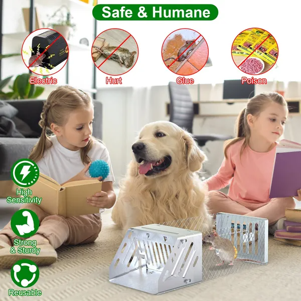 Automatic Continuous Rat Trap Single Door Mouse Cage Humane Live Animal Trap Cage Indoor Outdoor For Small Rodents Mice 