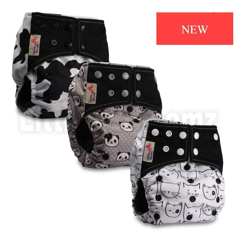 Modern Luxury Printed Washable Real Cloth Pocket Nappy,3 nappies/diapers Set For Girls and Boys Baby In Elegant Style - BIG FRENCHIES