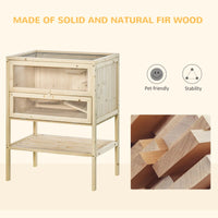 3-Tier Wooden Hamster Cage Mice And Rat Cage Small Animals Hutch With Openable Top, Front Door, Shelf, Natural Wood