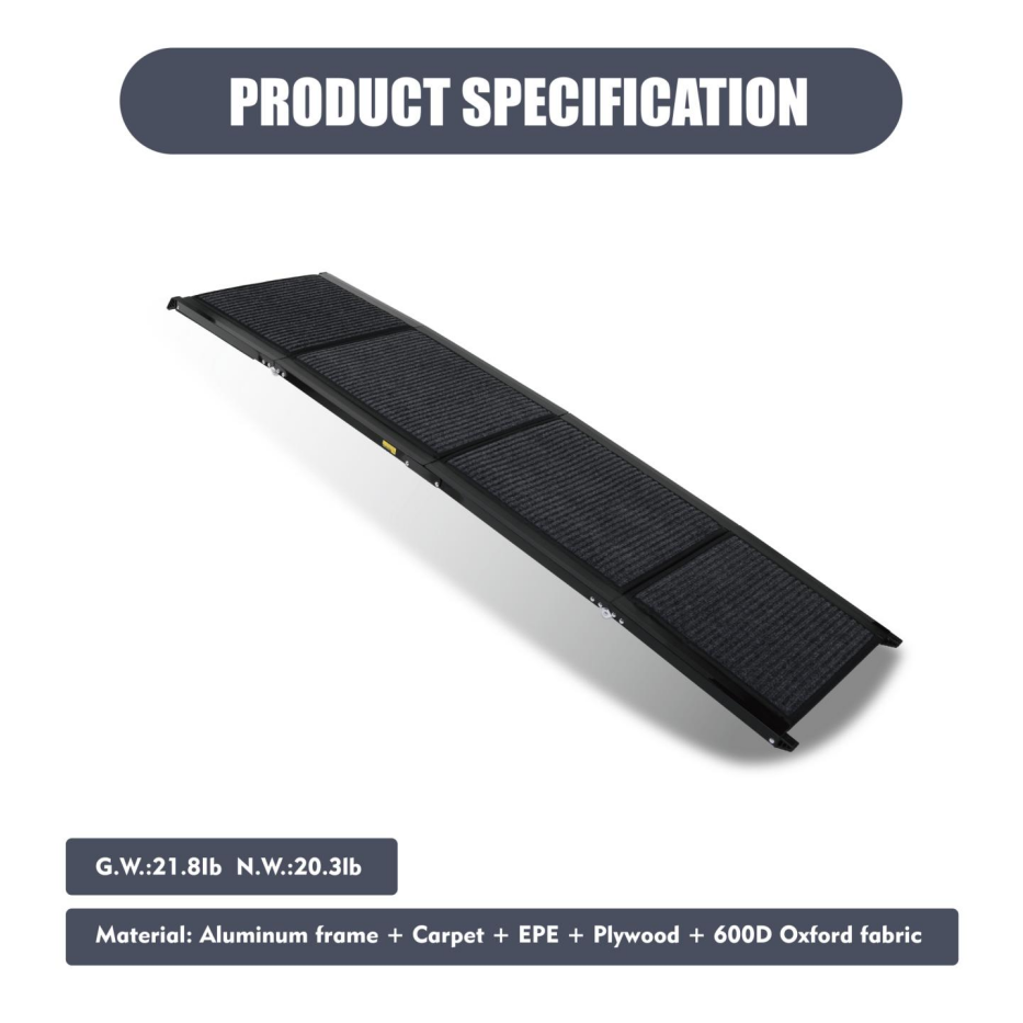Dog Ramp For Car 71inch Long & 19.3inch Wide Portable Dog Ramps For Large Dogs With Non-Slip Rug Surface Dog Car Ramp Fo