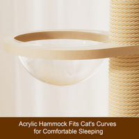 Floor to Ceiling Cat Tree, Cat Tower with Scratching Post, Adjustable Height(98-110 Inch), Large Wood Condo Cave Bed and