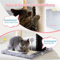 Small 4-in-1 Cat Tree Tower With Self-grooming Brush And Natural Sisal Scratching Post, Soft Plush Cat Bed And Hanging B