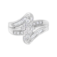 10K White Gold 1/2 cttw Diamond Cluster Ring (H-I Clarity, I2-I3 Color) - Size 6