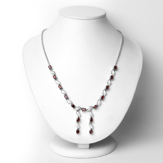 7.65 Carat Genuine Garnet .925 Sterling Silver Necklace