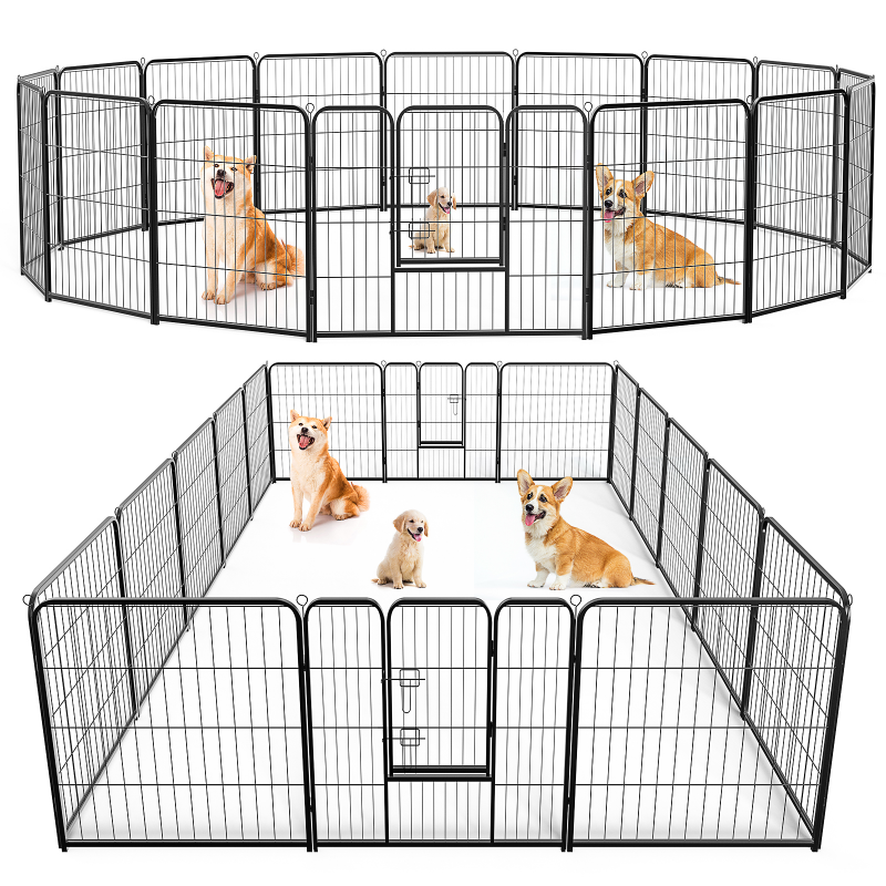 Dog Playpen Indoor Fence Height Metal Exercise Pen With Door Small Puppy Medium Large Dogs Animal Pet For Outdoor, Garde