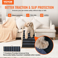 Dog Ramp, Folding Pet Ramp For Bed, Adjustable Dog Ramp For Small, Large, Old Dogs & Cats, Wooden Pet Ramp With 47.2' Lo