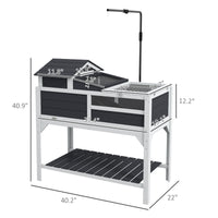 Tortoise Enclosure Tortoise House w/ Adjustable Lamp Holder, Storage Shelf, Removable Main House, Openable Lid, Gray