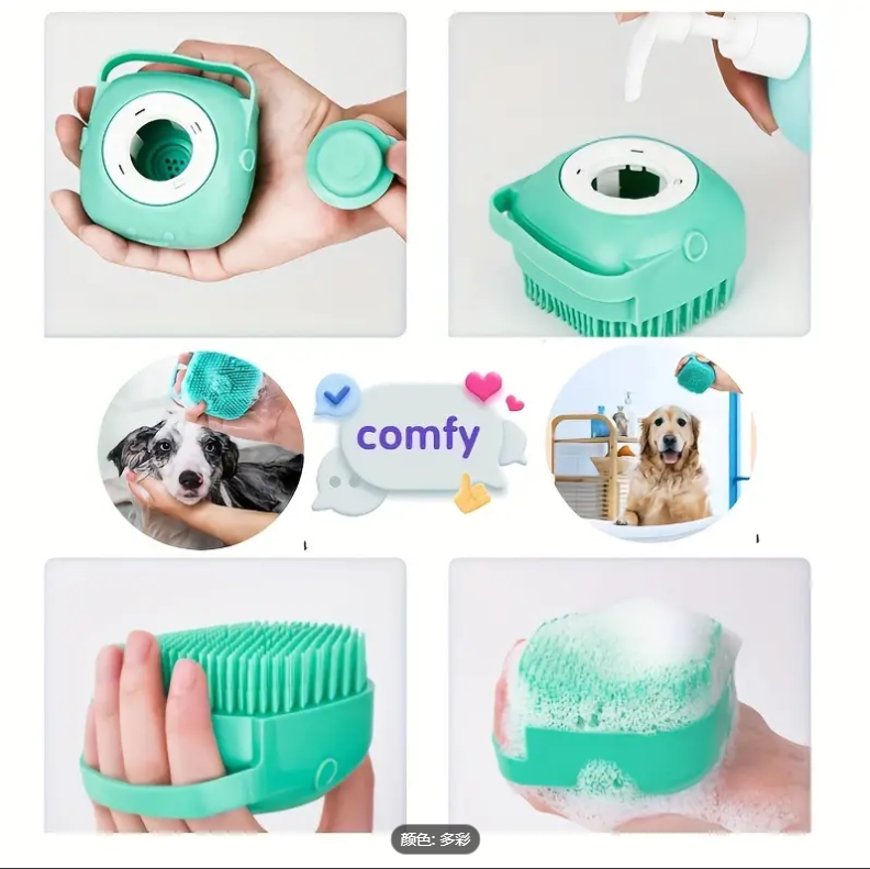 7pcs Pet Grooming Kit, Self-Cleaning Brush Shedding Kit With Nail Clipper, Flea Comb, Shampoo Bath Brush, Finger Toothbr