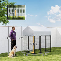 Outdoor Dog Kennel with Roof, 6 x 4 x 6 Heavy Duty Welded Wire Dog Playpen Enclosure with Escape-proof Lock
