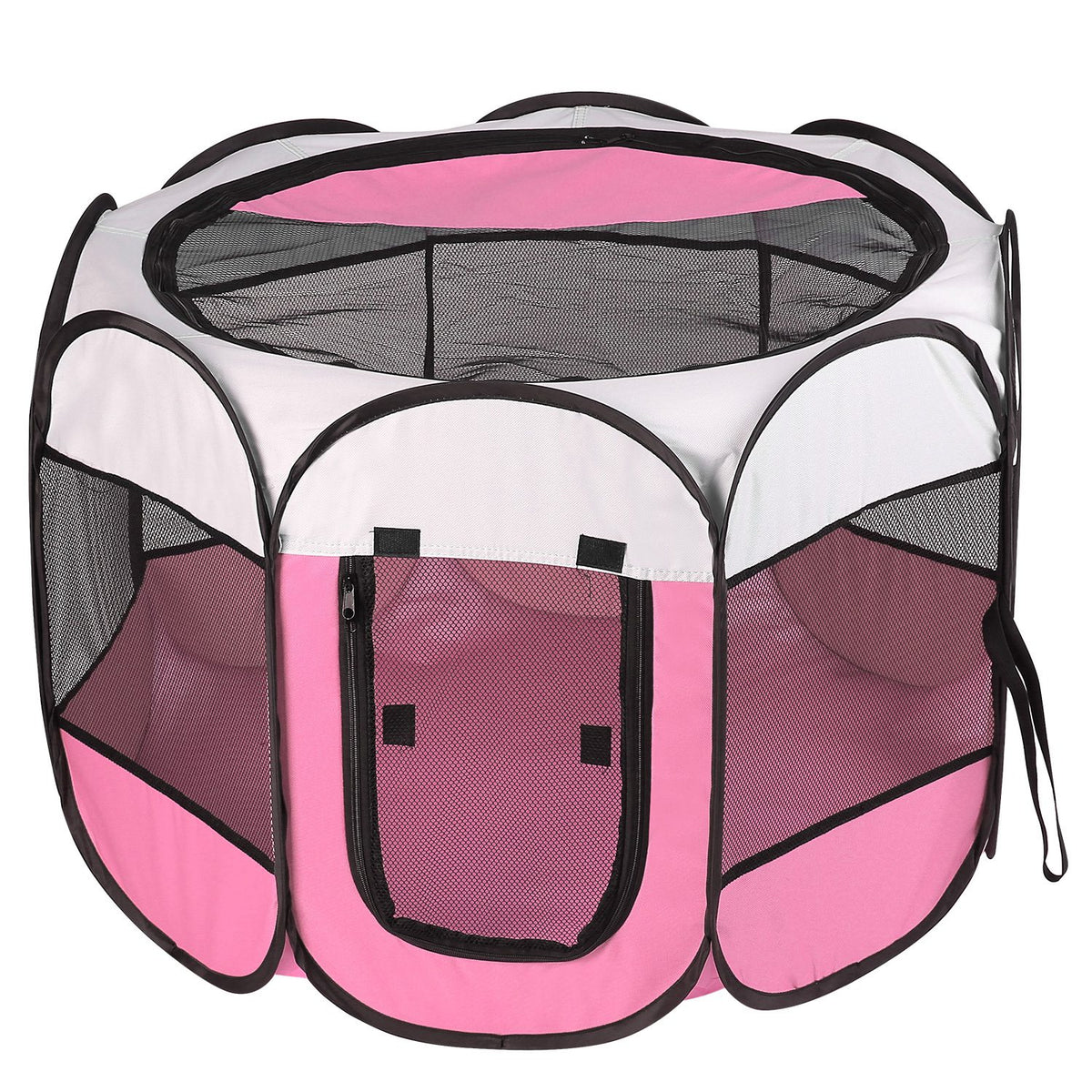 Pink-Blue Options -- 1Pc Portable Foldable Pet Tent Exercise Pen Kennel Removable Zipper Top And Bottom Water Resistant 