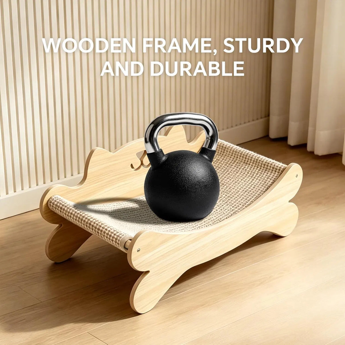Cat Scratcher Bed for Indoor Cats Kitten Bed Cat Hammock with Solid Wood Frame Wear Resistant Sisal Backrest Design Cats
