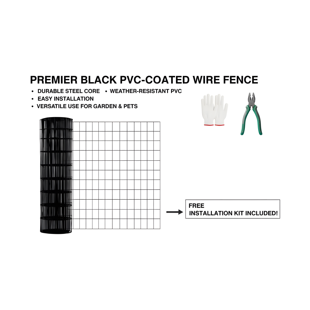 48 INCHx33 FT Black Vinyl-coated Metal Mesh, 16 Gauge 0.67 Inch Black PVC Metal Mesh, Black Welded Wire Mesh Support, Po