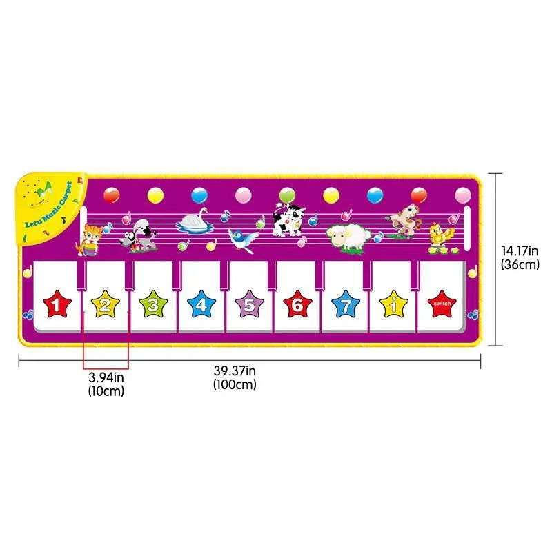 Music Carpets Piano Mats Music Touch Play Keyboard with 8 Demo Songs Baby Animals Educational Toy for Kids - BIG FRENCHIES