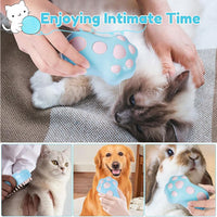 Rechargeable Steam Cat Brush, Cute Paw Shape Pet Steamer Grooming Brush With Soft Silicone Teeth For Dog Cat Massage, Sh