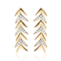 18K Yellow Gold Plated .925 Sterling Silver 1/5 Cttw Diamond Chevron Arrow Stud Earring (I-J Color, I2-I3 Clarity)