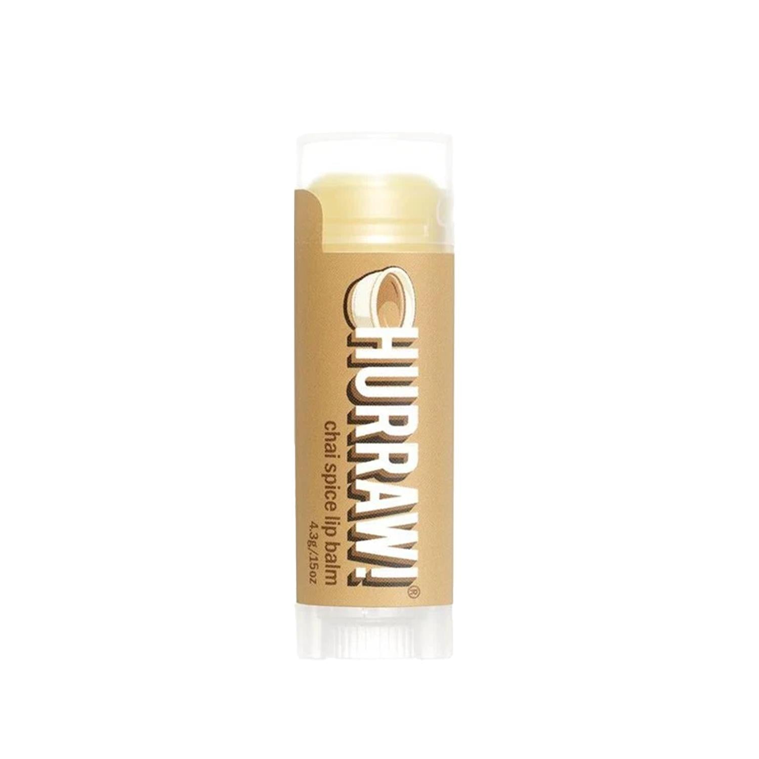 Hurraw Chai Lip Balm - Natural Spiced Chai Flavor Lip Care for Dry Lips - Organic, Travel-Sized, 4.8g