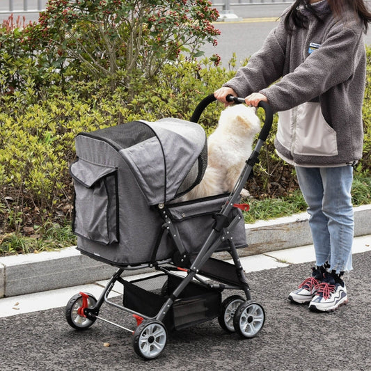 Pet Foldable Travel Carriage Stroller with Reversible Handle - BIG FRENCHIES