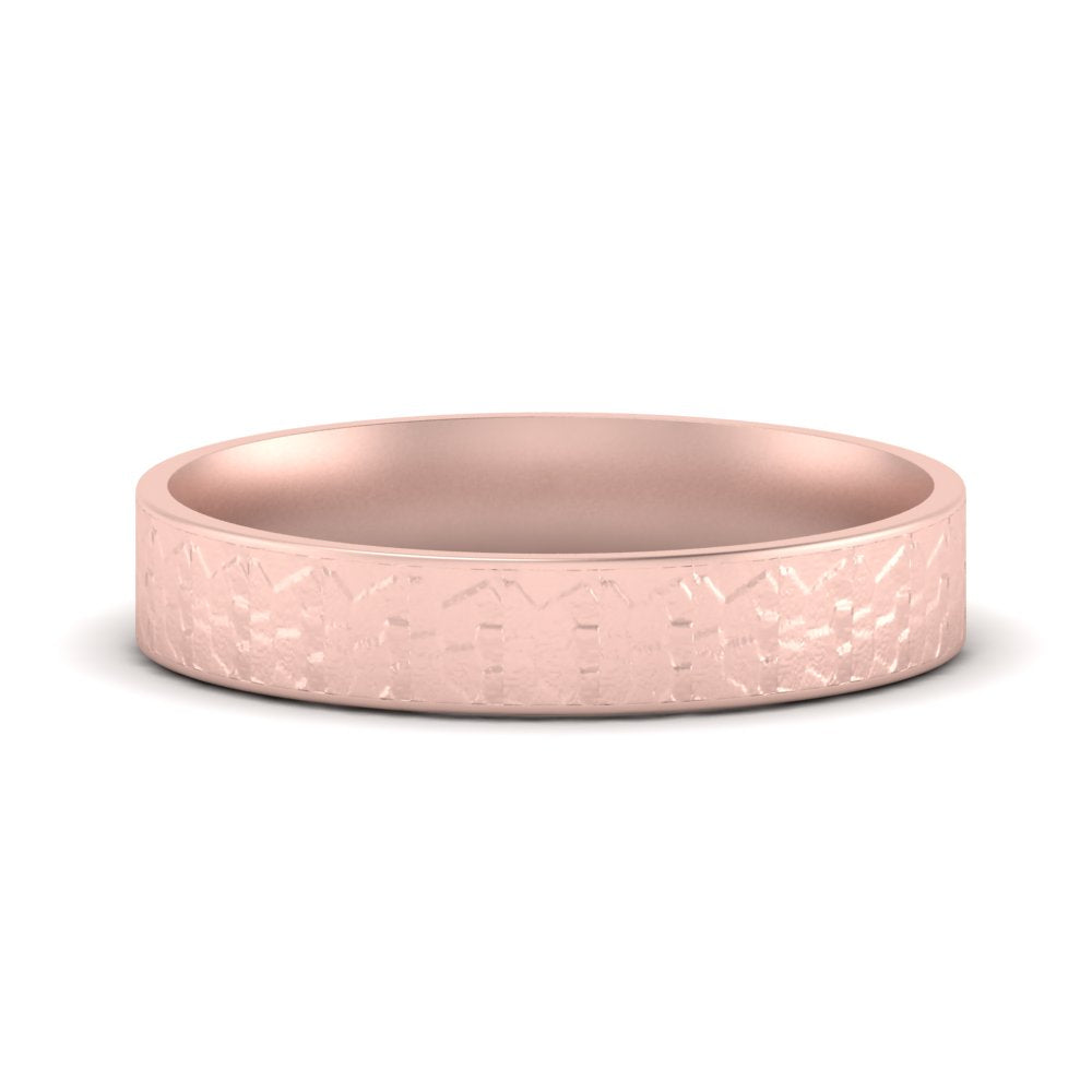 Unique Rock Textured Mens Wedding Band 5 mm