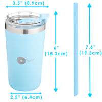 PopYum 13oz Insulated Stainless Steel Kids’ Cups with Lid and Straw, 2-Pack, Blue & Pink, stackable, sippy, baby, child, toddler, tumbler