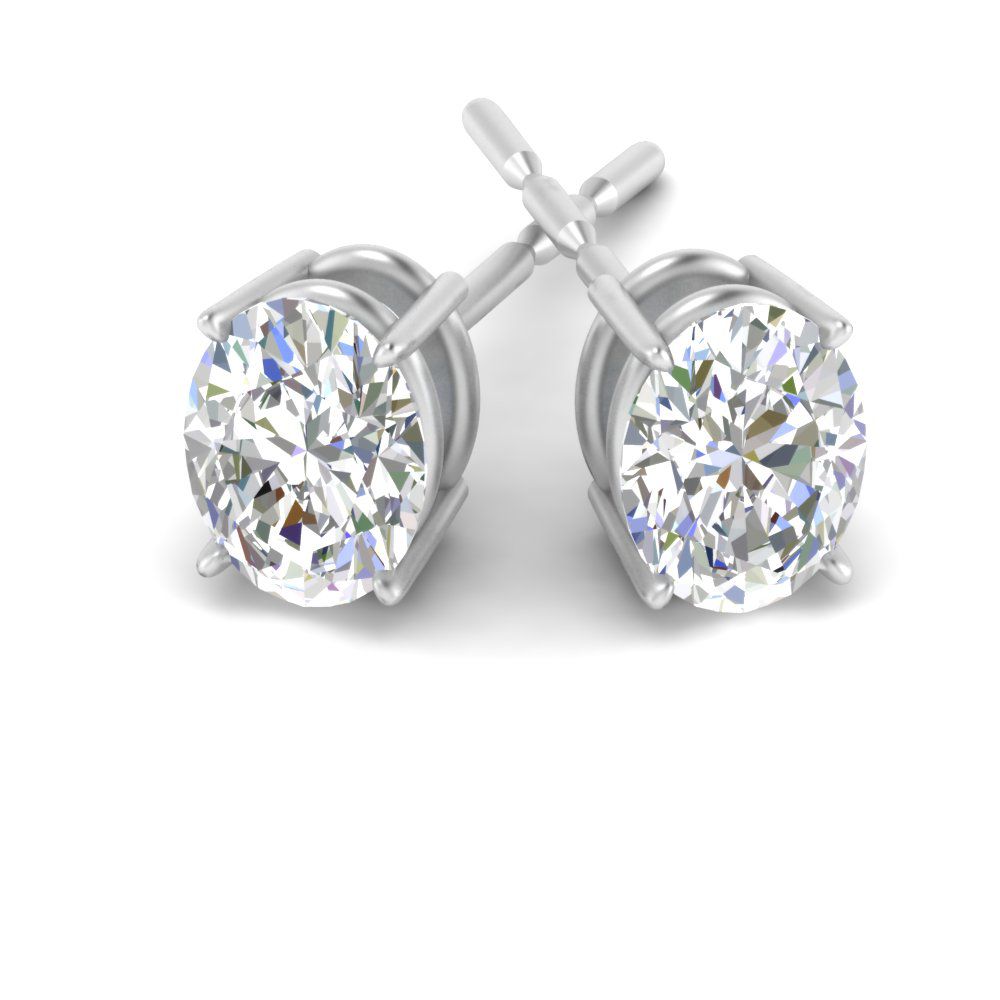 Classic Four Prong Oval Diamond Solitaire Stud Earrings (1.00 Ct - 10.00 Ct)