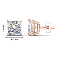 Princess-Cut Diamond Solitaire Stud Earrings (1 - 10ct | GIA & IGI Certified)