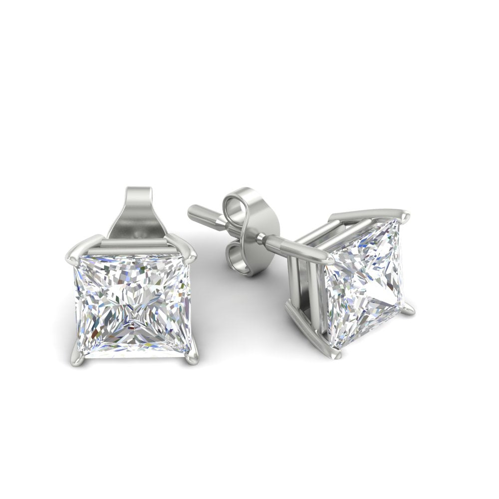 Princess-Cut Diamond Solitaire Stud Earrings (1 - 10ct | GIA & IGI Certified)