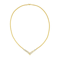 10K Yellow and White Gold 1/2 Cttw Princess Cut Diamond Channel-Set â€œVâ€ Shape 18" Franco Chain Necklace (H-I Color, SI2-I1 Clarity)