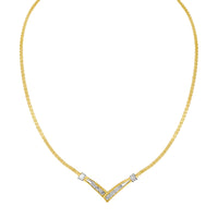 10K Yellow and White Gold 1/2 Cttw Princess Cut Diamond Channel-Set â€œVâ€ Shape 18" Franco Chain Necklace (H-I Color, SI2-I1 Clarity)