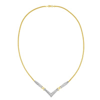 14K Yellow and White Gold 2.0 Cttw Princess Cut Diamond Flared and X-Station V Shaped 18â€ Franco Chain Statement Necklace (H-I Color, SI2-I1 Clarity)