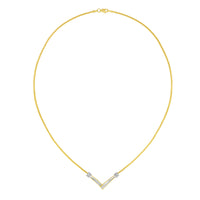 14K Yellow and White Gold 1/4 Cttw Princess Cut Diamond Channel-Set â€œVâ€ Shape 18" Pendant Necklace (H-I Color, SI2-I1 Clarity)