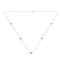 Sterling Silver Treated Blue Color Diamond Station Necklace (1/2 cttw, Blue Color, I2-I3 Clarity)