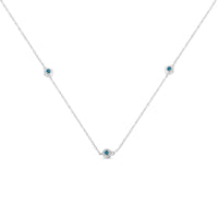Sterling Silver Treated Blue Color Diamond Station Necklace (1/2 cttw, Blue Color, I2-I3 Clarity)