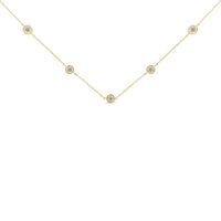 Yellow Color Plated Sterling Silver Diamond Station Necklace (1/2 cttw, K-L Color, I2-I3 Clarity)