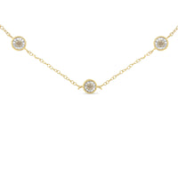 Yellow Color Plated Sterling Silver Diamond Station Necklace (1/2 cttw, K-L Color, I2-I3 Clarity)