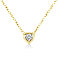 10K Yellow Gold Plated .925 Sterling Silver 1/10 Cttw Miracle Set Round Diamond Square Box Shape 18" Pendant Necklace (K-L Color, I2-I3 Clarity)