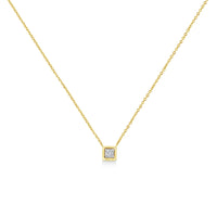 10K Yellow Gold Plated .925 Sterling Silver 1/10 Cttw Miracle Set Round Diamond Square Box Shape 18" Pendant Necklace (K-L Color, I2-I3 Clarity)