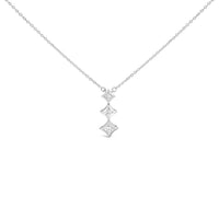 10K White Gold 1/5 Cttw Princess Cut Diamond 3 Stone Drop 18" Pendant Necklace (H-I Color, SI2-I1 Clarity)