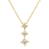 10K White Gold 1/5 Cttw Princess Cut Diamond 3 Stone Drop 18" Pendant Necklace (H-I Color, SI2-I1 Clarity)
