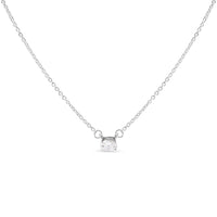 14K White Gold 1/4 Cttw Lab Grown Oval Solitaire Diamond East West 18" Pendant Necklace (G-H Color, VS2-SI1 Clarity)
