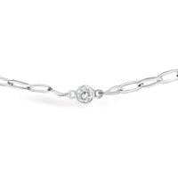 14K White Gold 1/2 Cttw Diamond Bezel Station Paperclip Chain Necklace (H-I Color, SI1-SI2 Clarity) - 18"