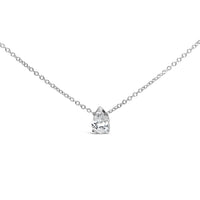 14K White Gold 1/2 Cttw Pear Shape Lab-Grown Diamond 3-Prong Solitaire Pendant Necklace 18 Inch (F-G Color, VS2-SI1 Clarity)