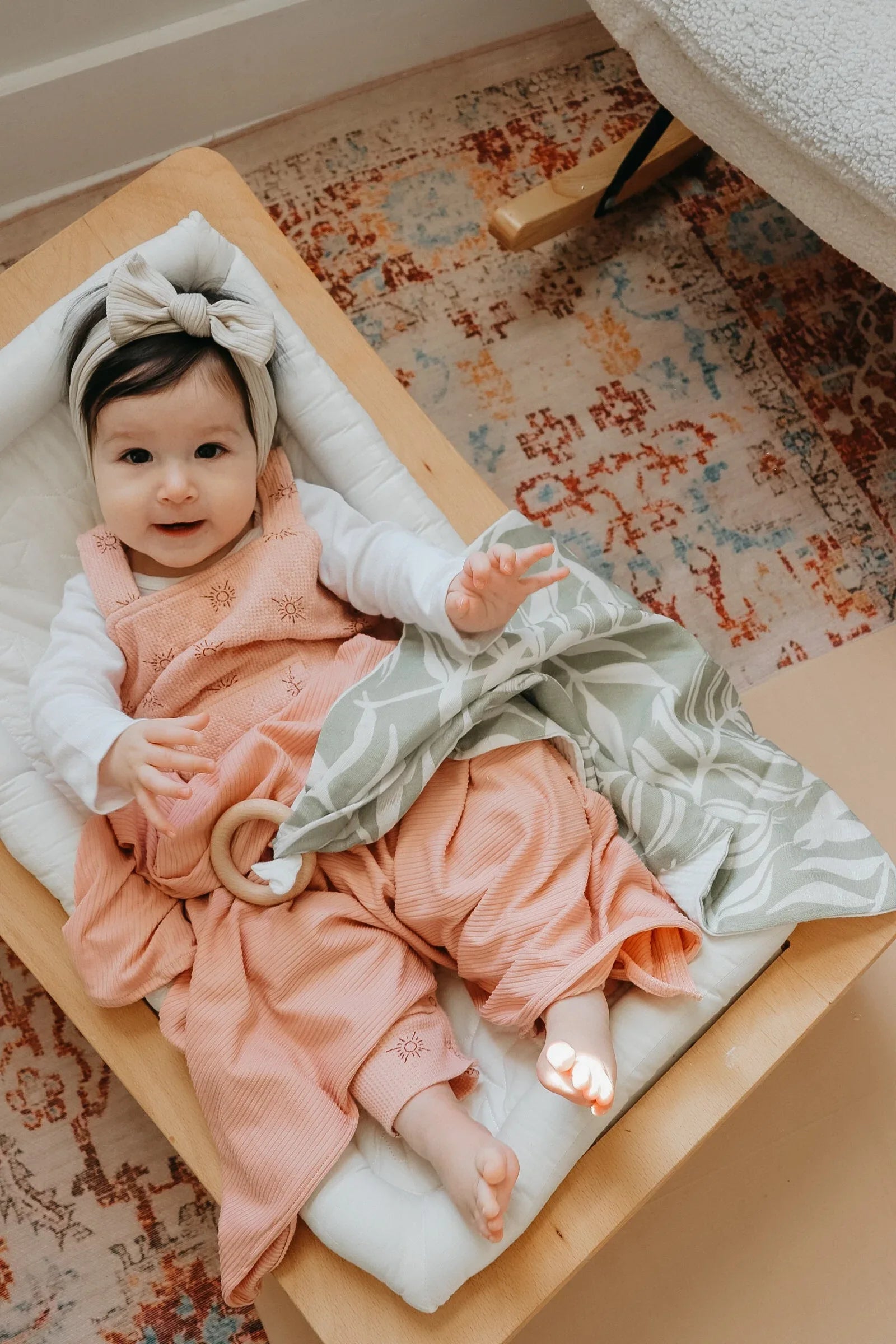 Peony Ribbed Stretch Swaddle - BIG FRENCHIES