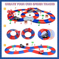 Spider-Themed Flexible Track Toy Set Includes Black And Red Spider Cars,Pickup Only