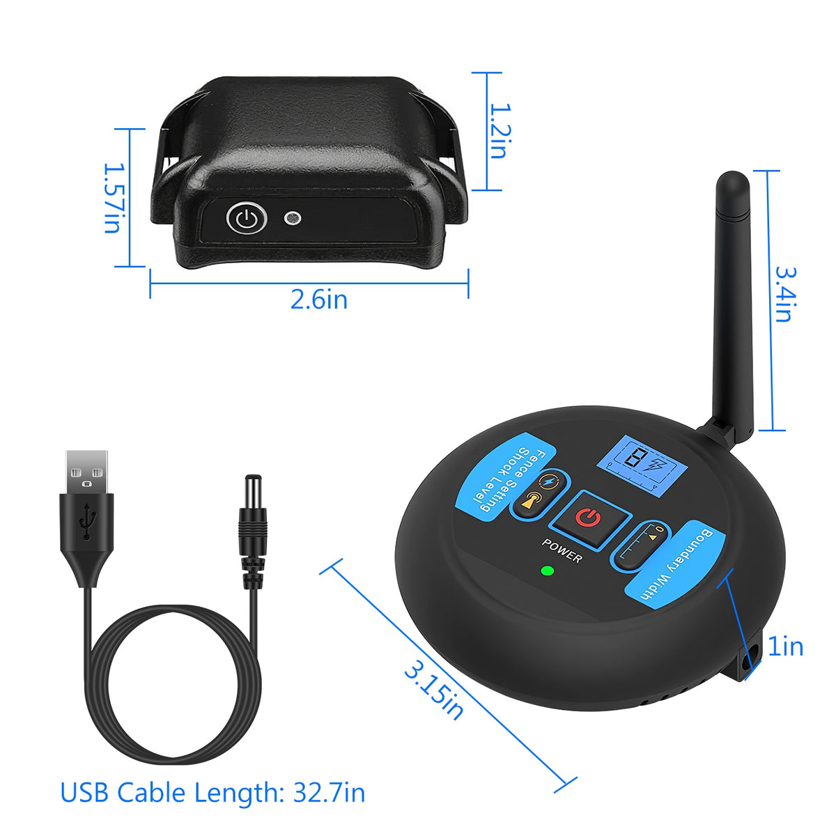 1Set Wireless Electric Dog Fence Pet Shock Boundary Containment System Electric Training Collar For Small Medium Large D