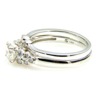 .90ct Antique Style Engagement Ring Set 14KT White Gold