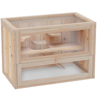 2-Level Hamster Cage Mice And Rat House, With Openable Top, Front Door, Shelf And Ladder For Hamsters, Mice And Other Sm