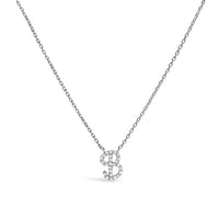 14K White Gold Diamond Accent "A" Initial Script Style Pendant Necklace