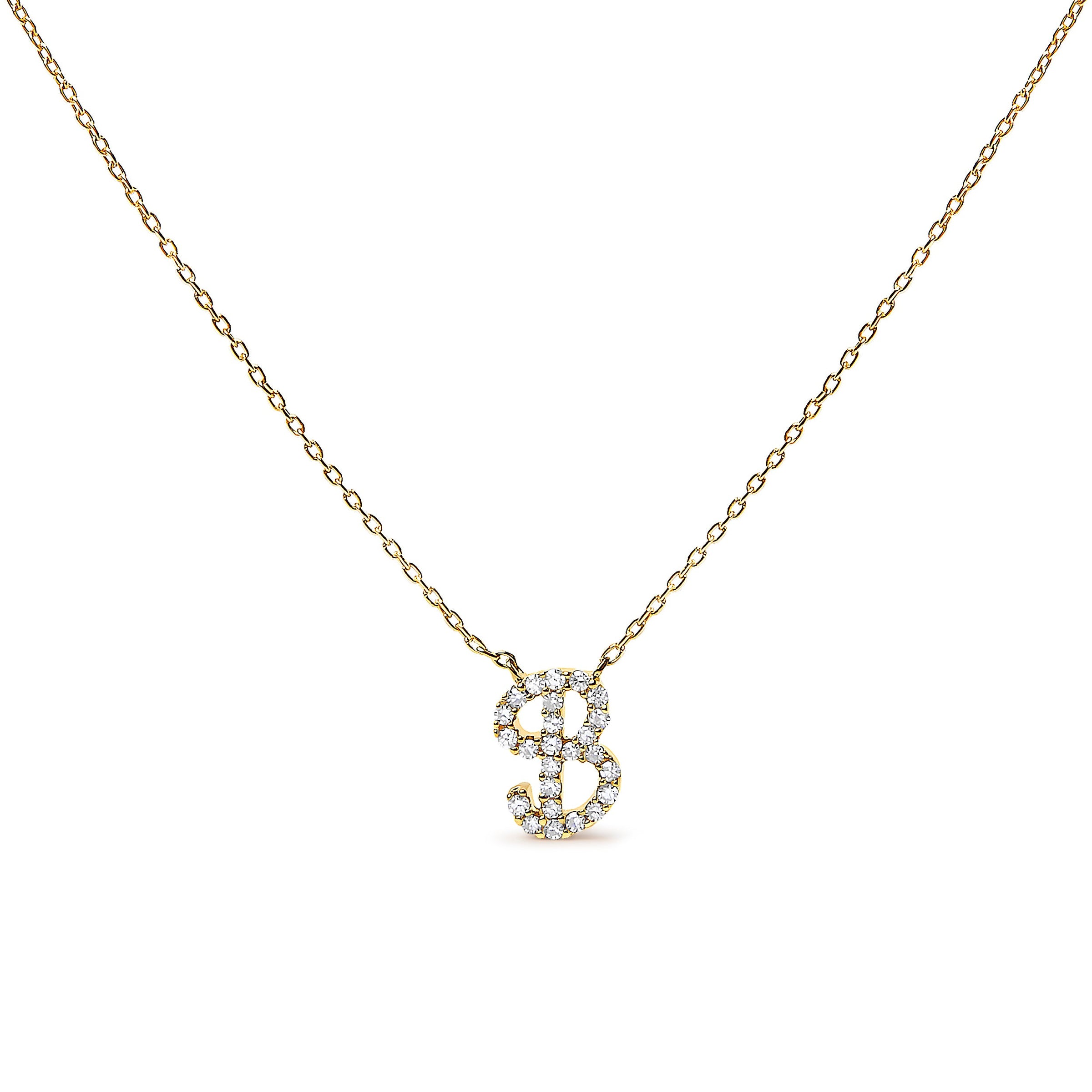 14K White Gold Diamond Accent "A" Initial Script Style Pendant Necklace