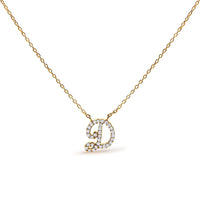 14K White Gold Diamond Accent "A" Initial Script Style Pendant Necklace